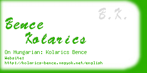 bence kolarics business card